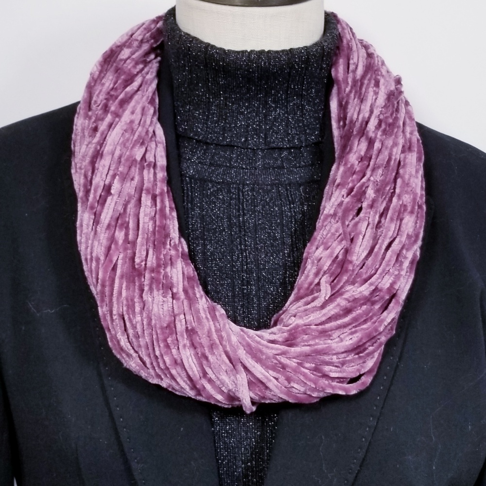 Soft Velour Velvet Infinity Scarves Wine